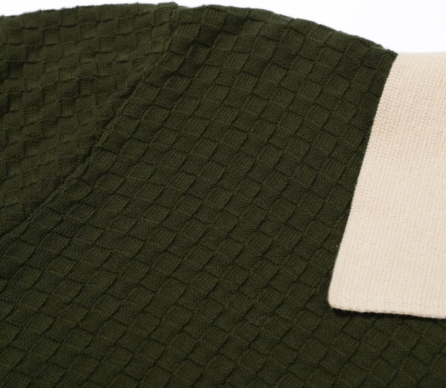 OXKNIT Men's Short Sleeve Vintage Polo Shirt Textured Casual Knit Retro Dark Green Golf Polo Shirts