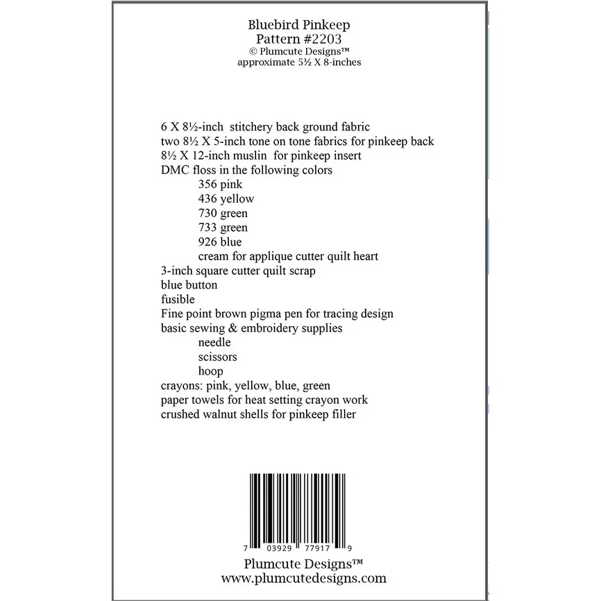 Plumcute Designs ~ Bluebird Pinkeep