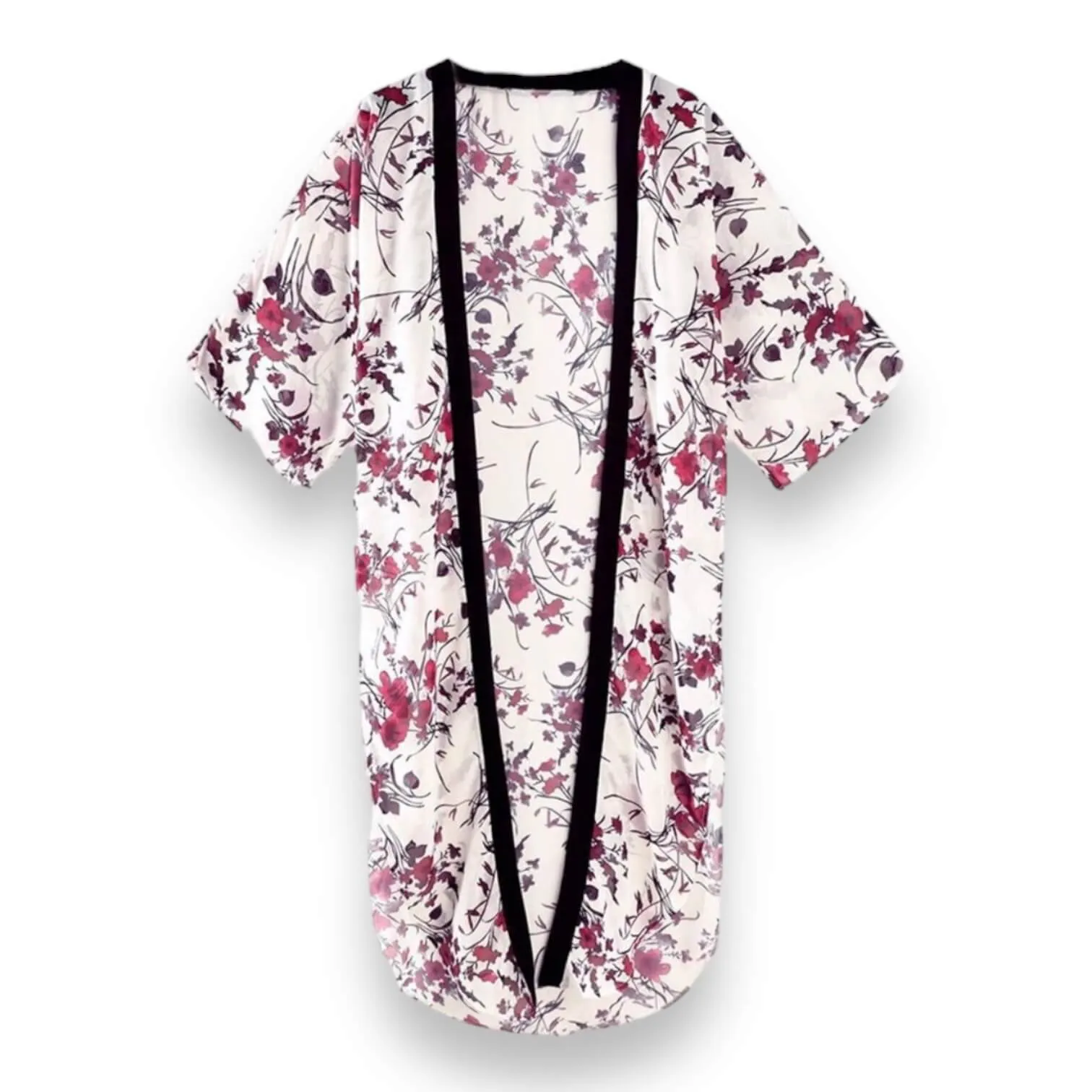 Plus Size Floral Long Kimono Robe