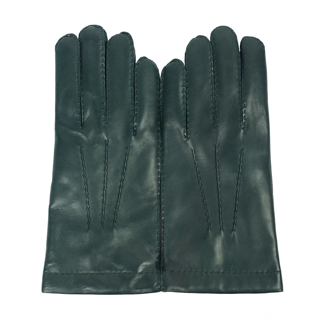 Racing green lambskin gloves, cashmere lining