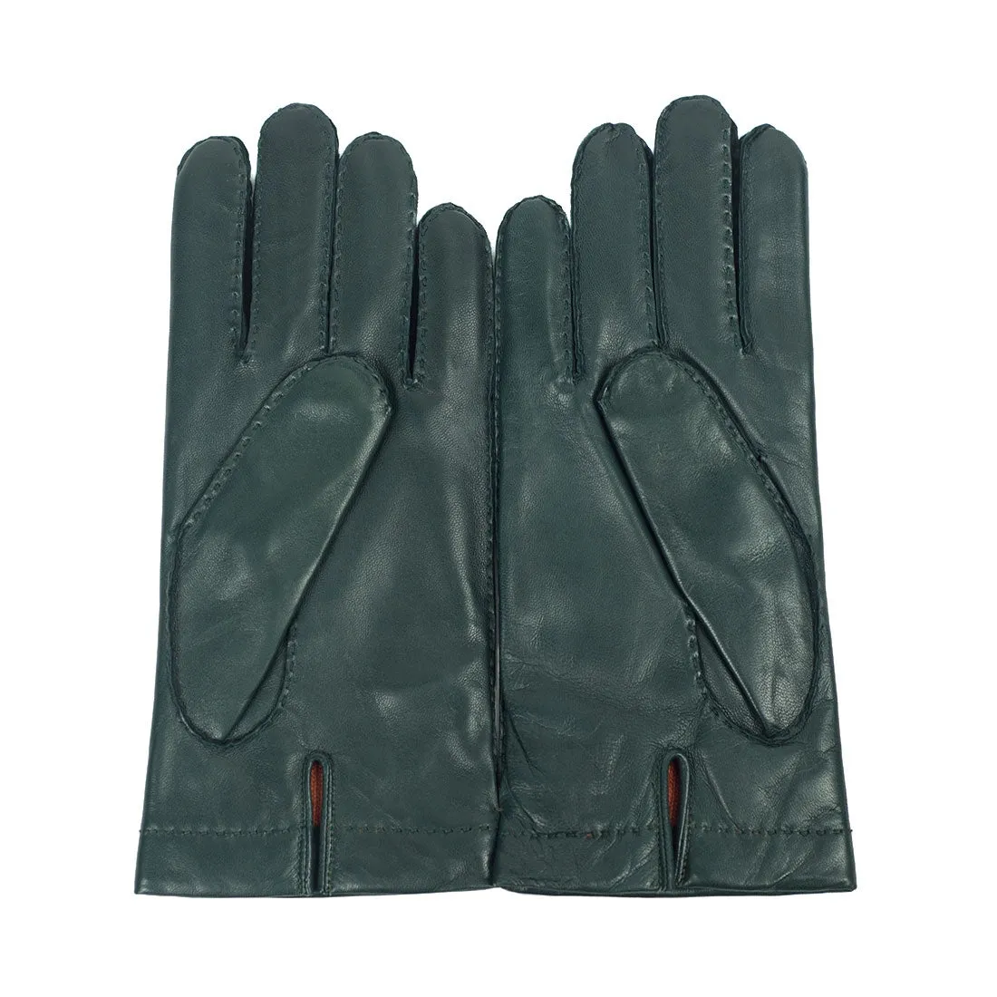 Racing green lambskin gloves, cashmere lining