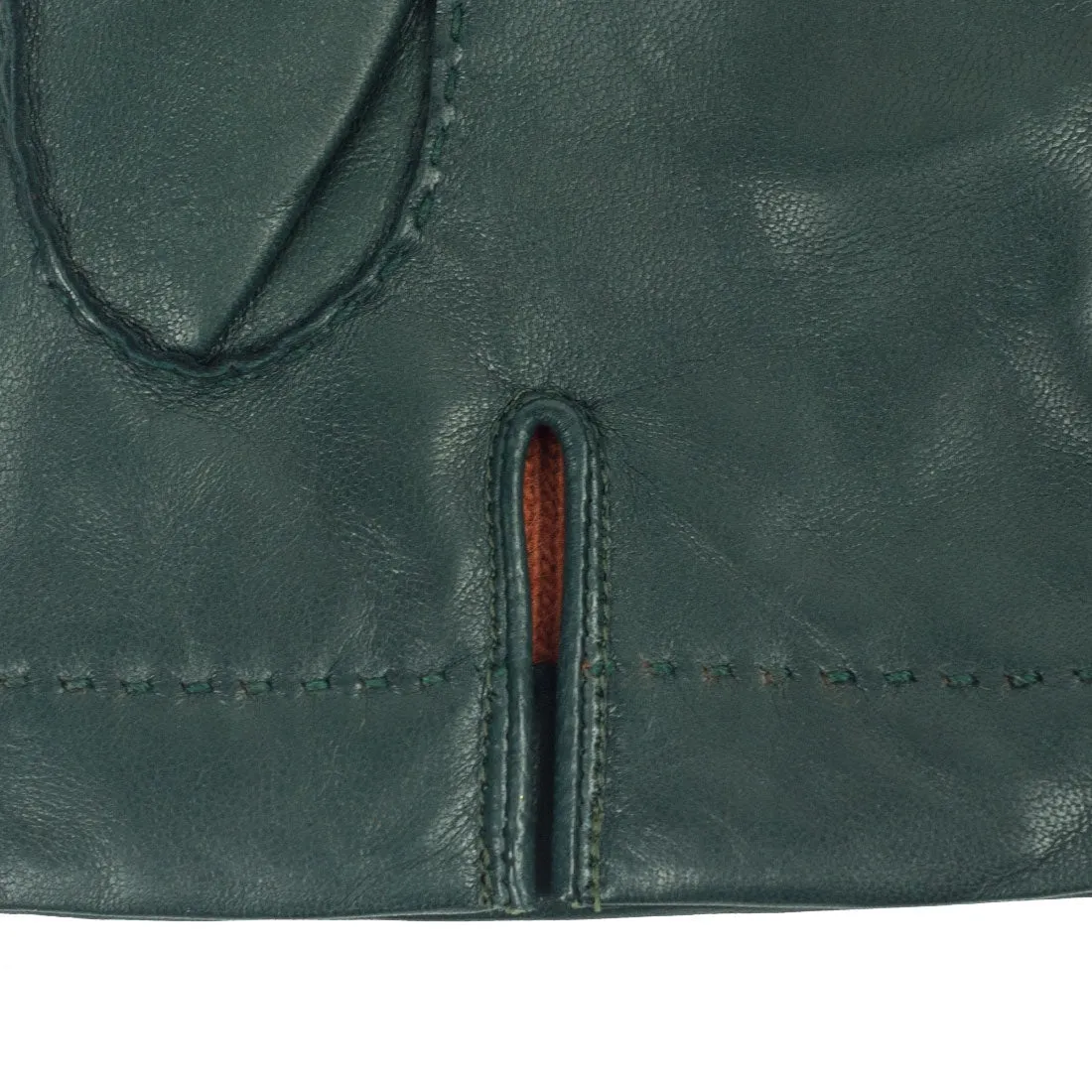 Racing green lambskin gloves, cashmere lining