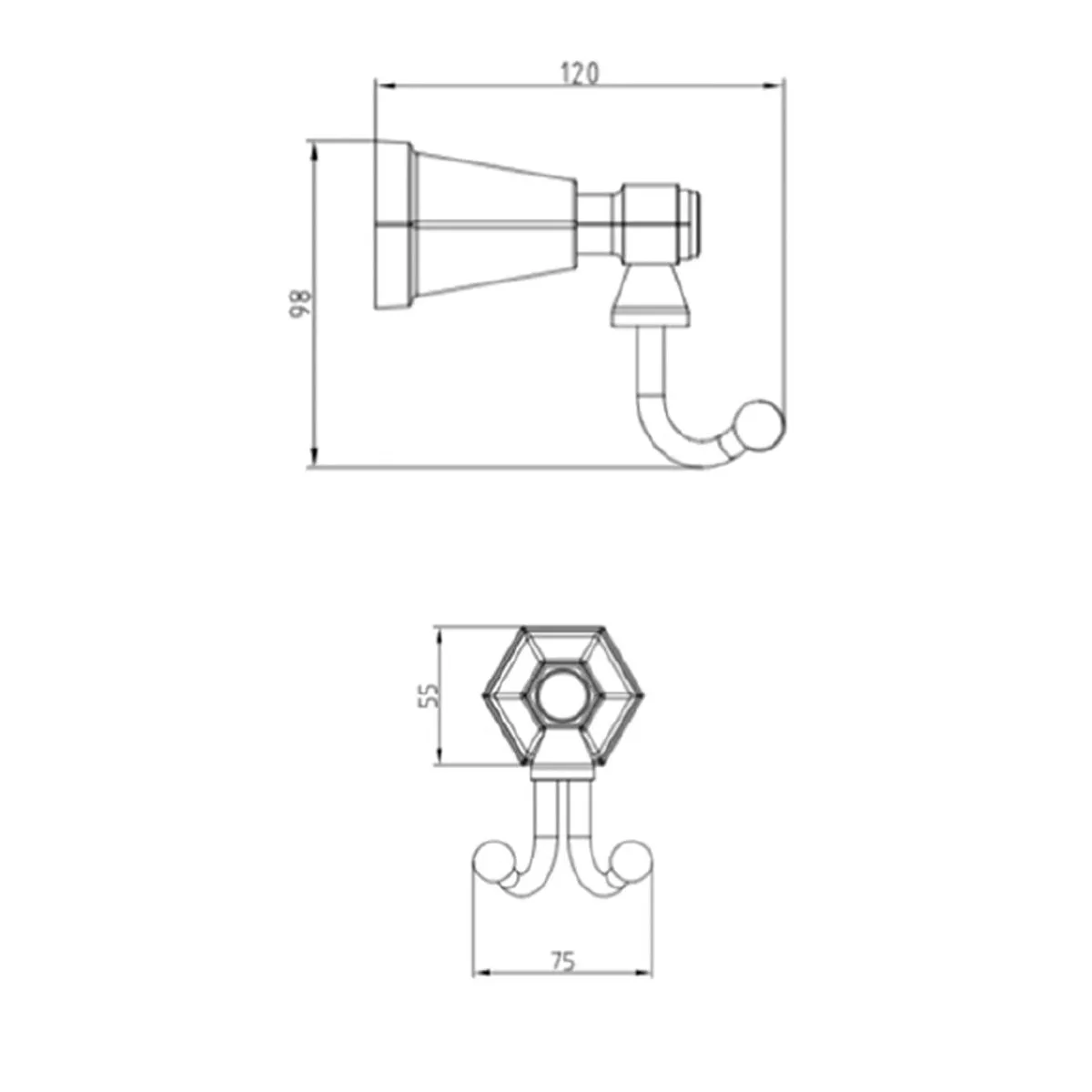 RAK Washington Double Robe Hook Chrome