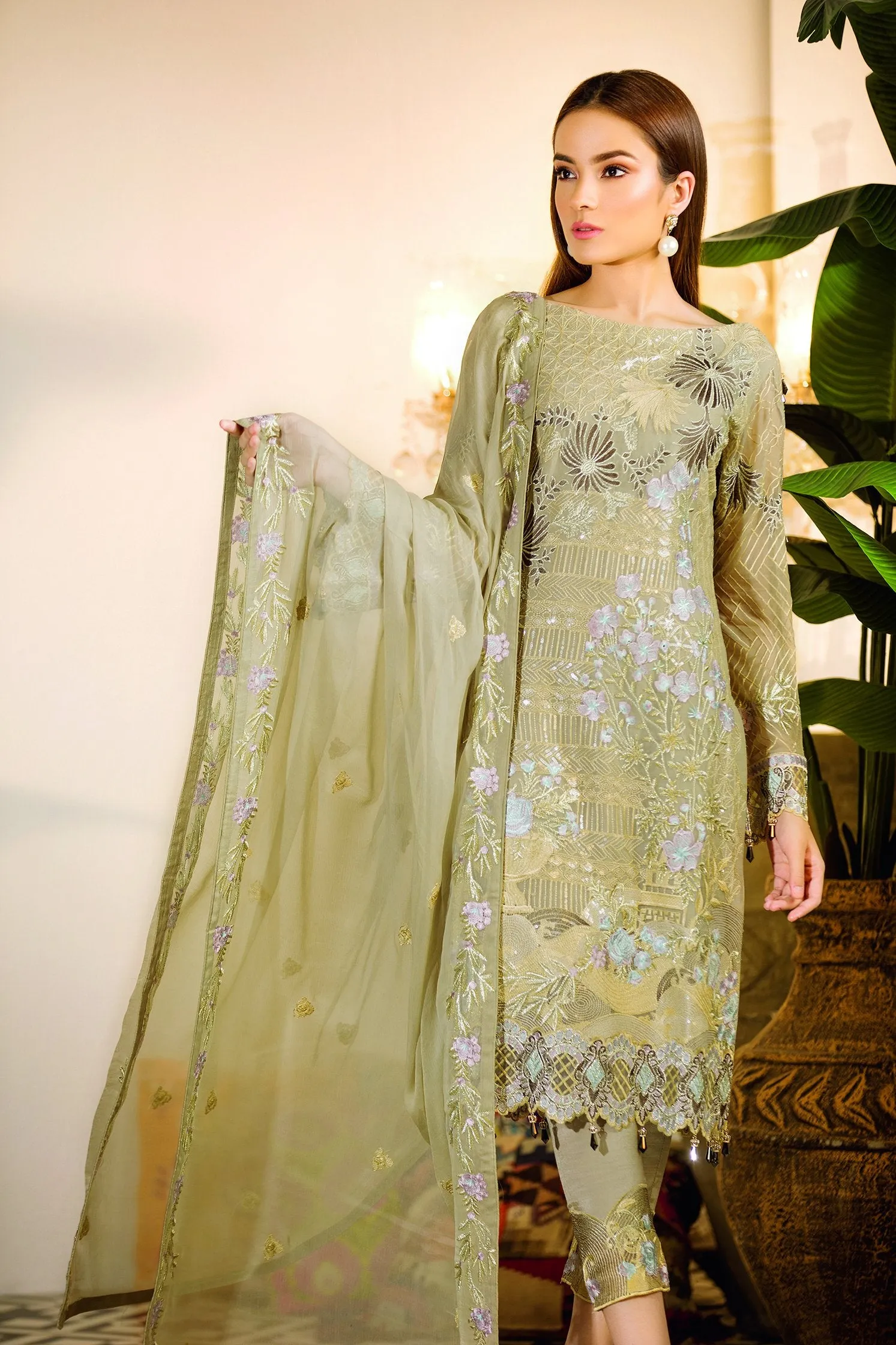 Ramsha Chevron Chiffon Collection 2019 – A-109