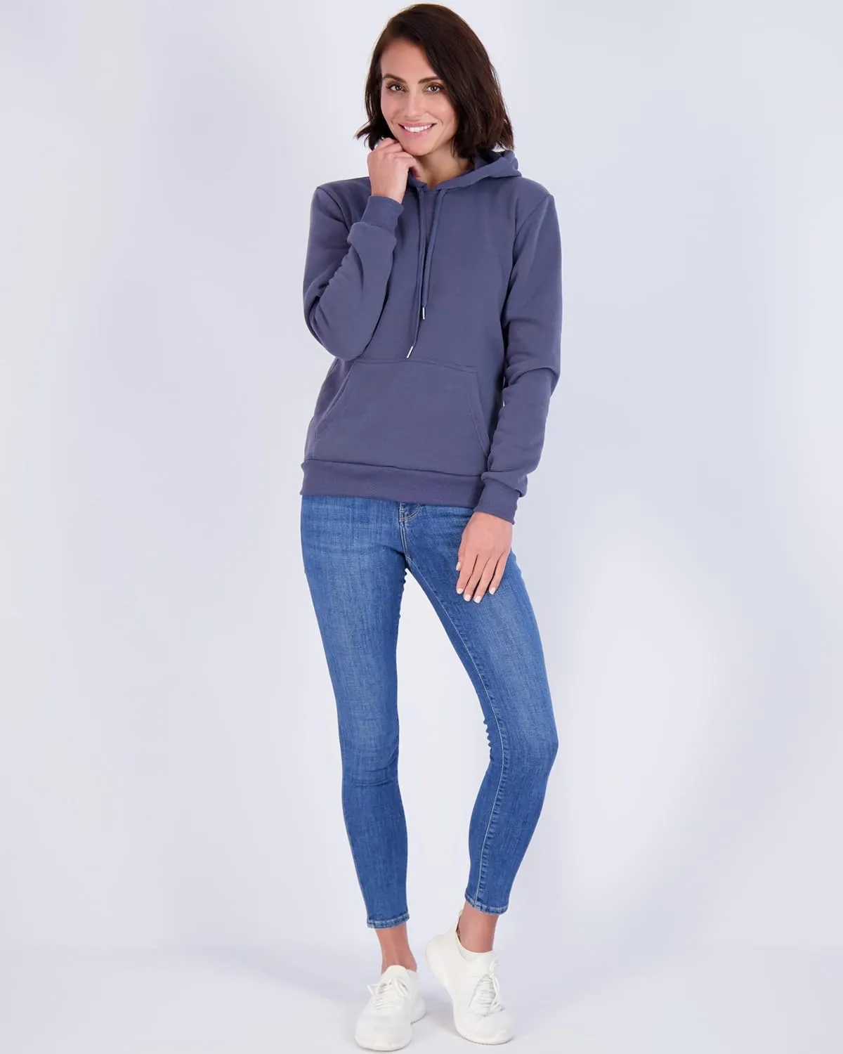 Real Essentials 3 Pack: Women's Fleece Long-Sleeve Pullover Hoodie Active Sweatshirt Kangaroo Pocket - (Available In Plus)