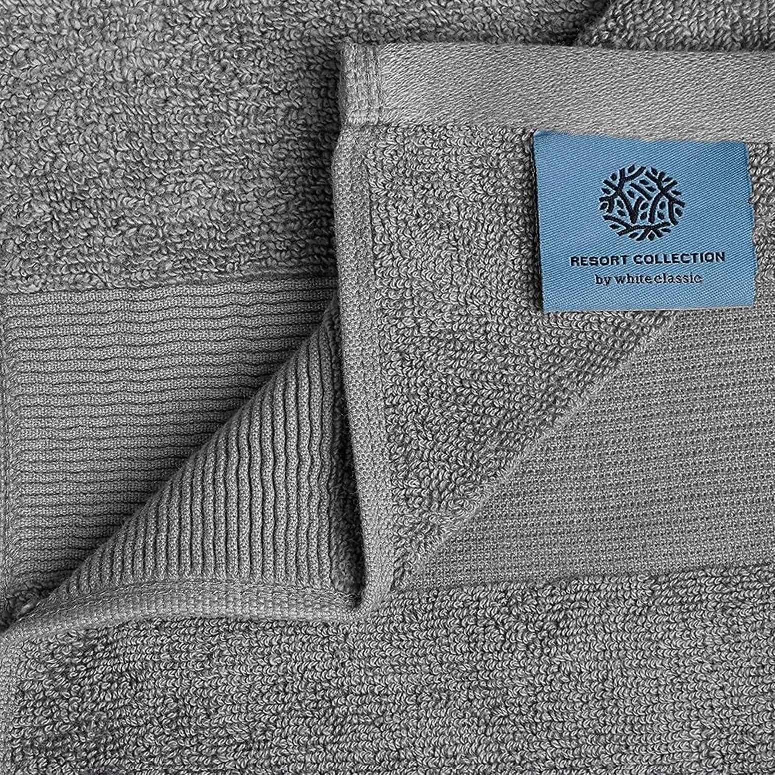 Resort Collection Soft Bath Towel Set of 8 Pcs Hotel Plush Cotton Smoke Grey