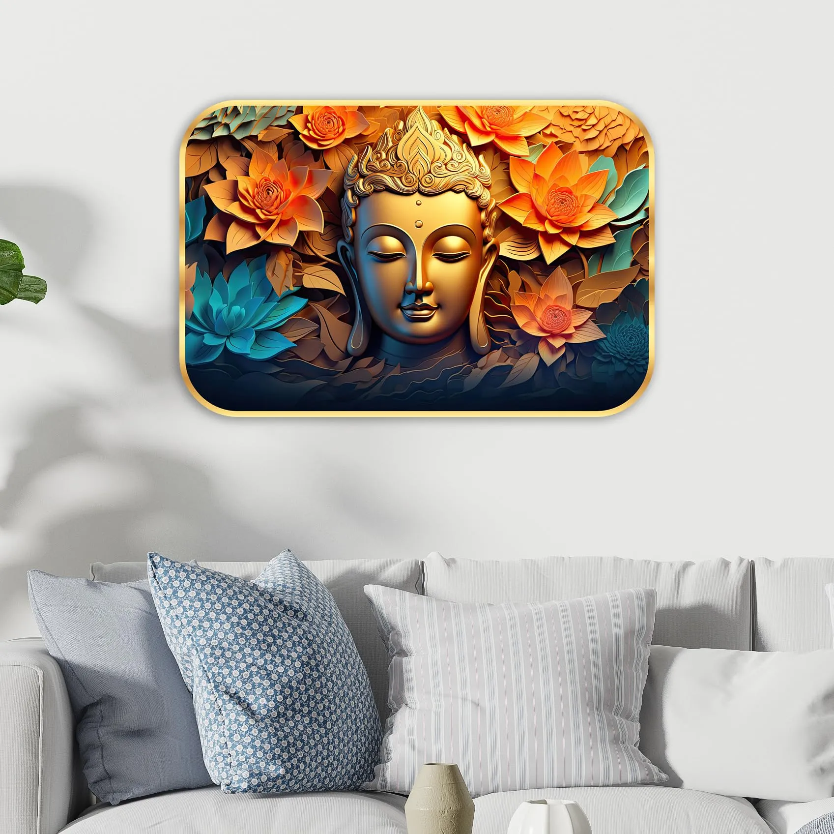 SAF paintings modern art Crystal Embedded High Gloss Mirror Finished Surface Golden Slim Frame 46 cm x 30 cm Large Size, For Home/Office/Hotel painting MG49