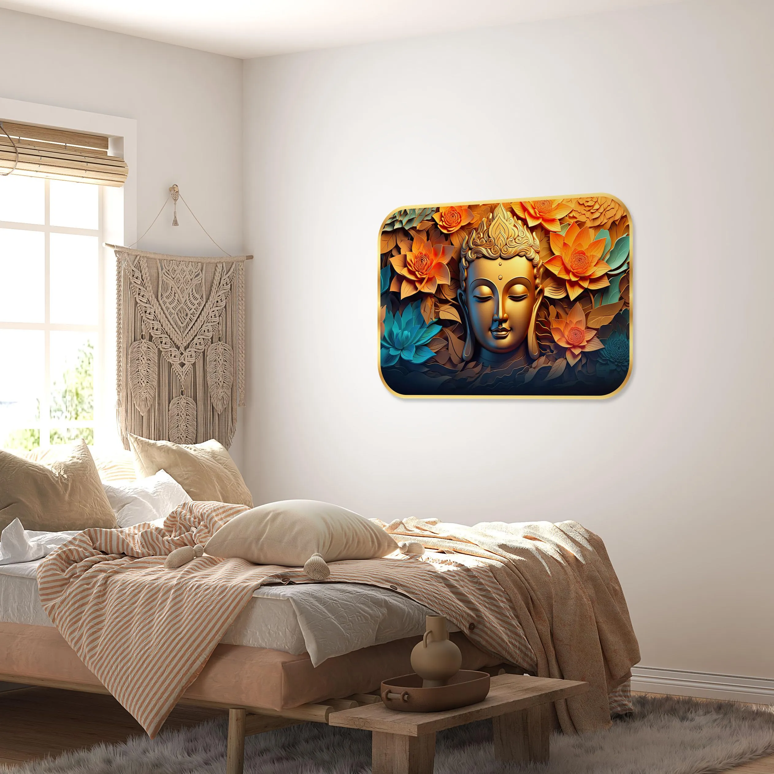 SAF paintings modern art Crystal Embedded High Gloss Mirror Finished Surface Golden Slim Frame 46 cm x 30 cm Large Size, For Home/Office/Hotel painting MG49