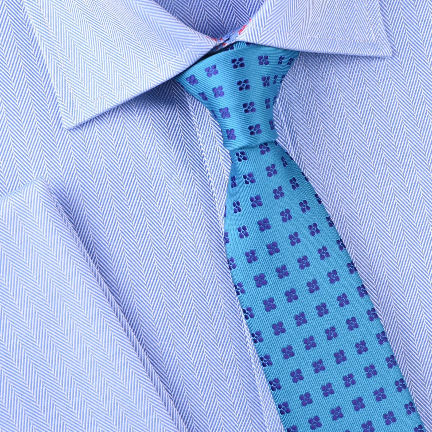 Small Purple 4 Pedal Floral Blue Flashy Green Teal Woven Tie 3"