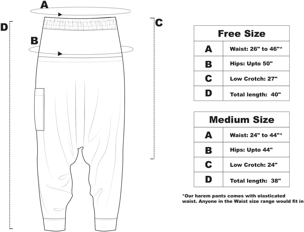 The Veshti Company Men's Boho Harem Pants - Printed Yoga Baggy Pants with Elastic Waist & Drawstring,