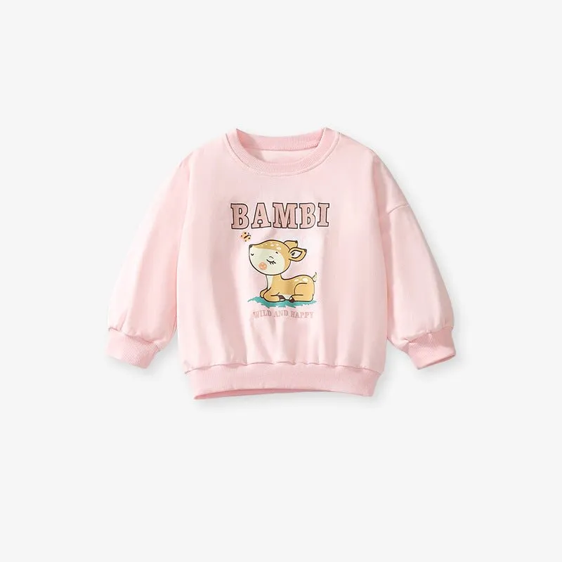 Toddler/Kid Girl's Bambi Print Design Sweatshirt with Pants Set