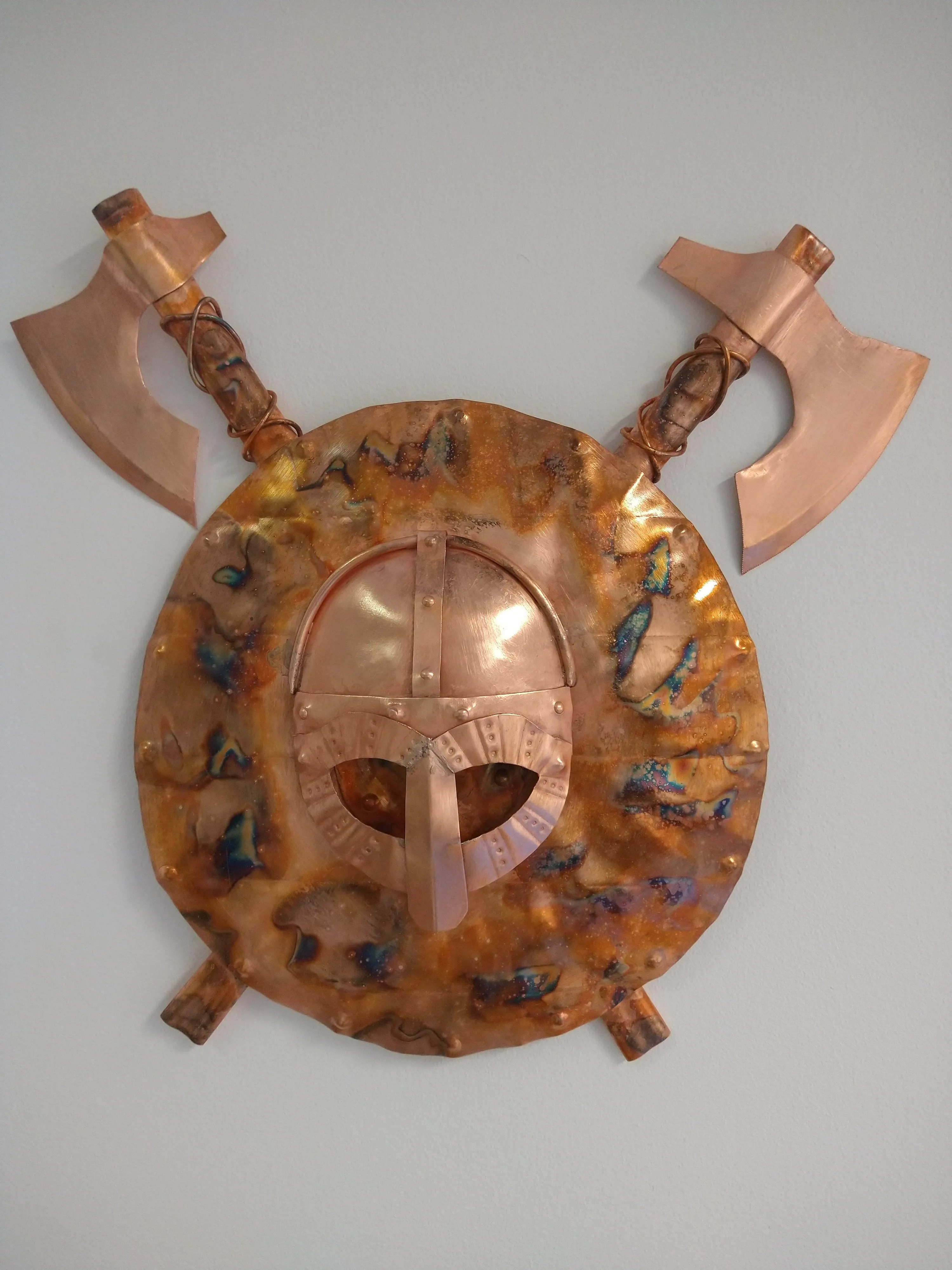Viking helmet, shield and axes wall hanging