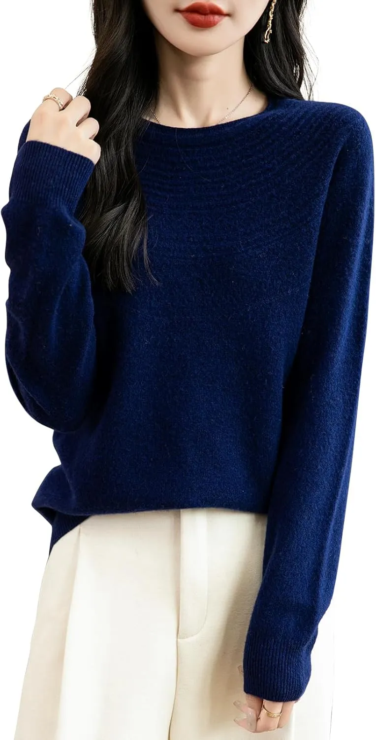 Women's 100% Merino Wool 2025 Fall Winter Crewneck First-Line Ready to Wear Long Sleeve Seamless Knit Sweater