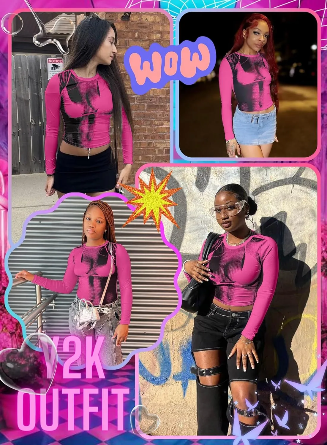 Women's 3D Body Print Crop Tops - Y2k Bikini Boob Graphic Tee Shirt Aesthetic Heat Map Sexy Festival Concert Outfit