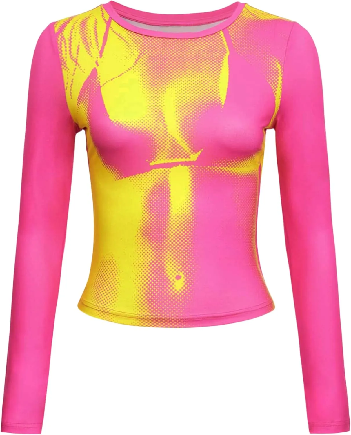 Women's 3D Body Print Crop Tops - Y2k Bikini Boob Graphic Tee Shirt Aesthetic Heat Map Sexy Festival Concert Outfit