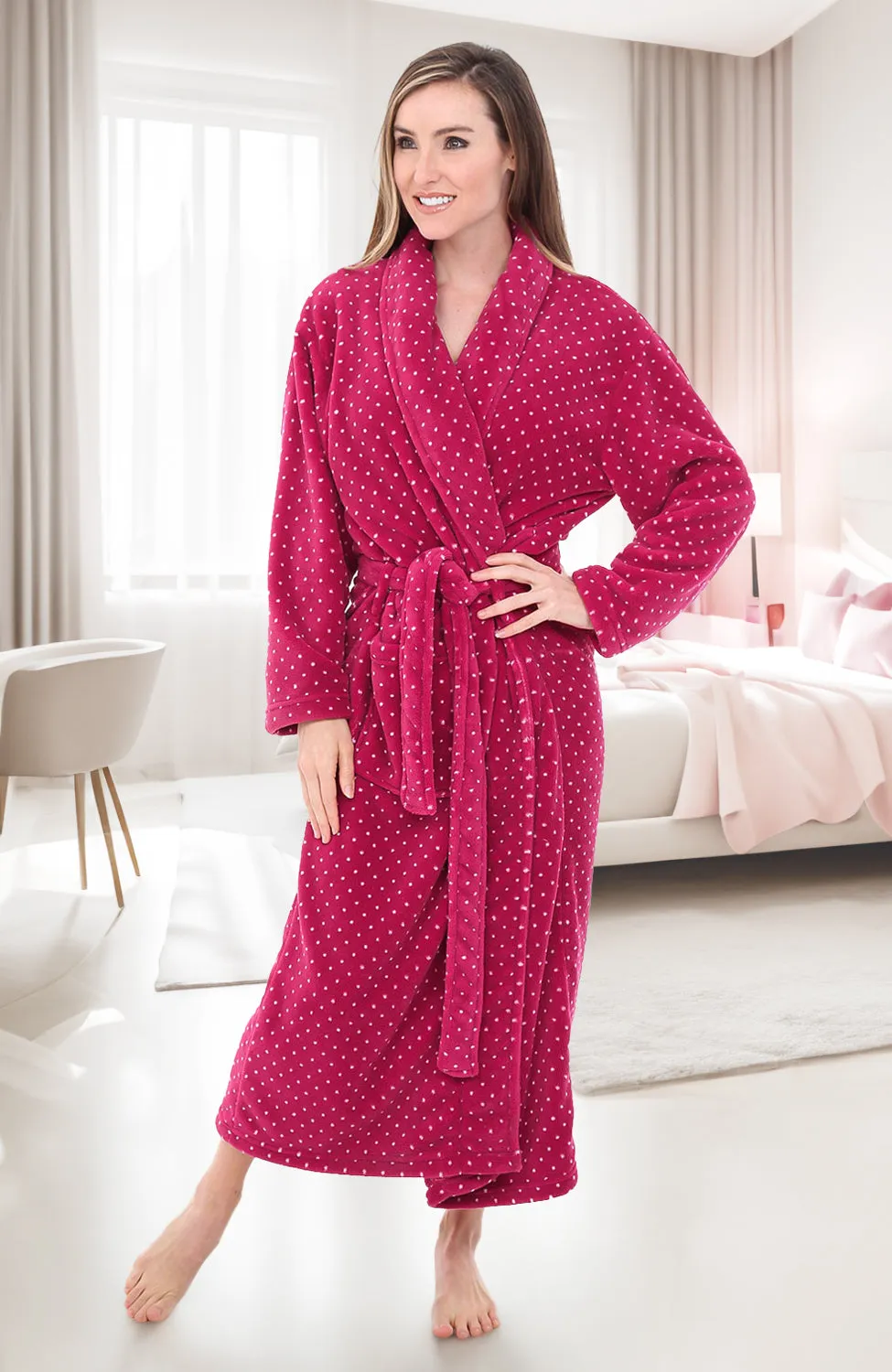 Women's Classic Winter Robe, Plush Fleece Bathrobe