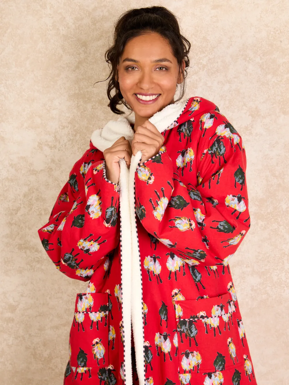Womens Cosy Robe Red Sheep