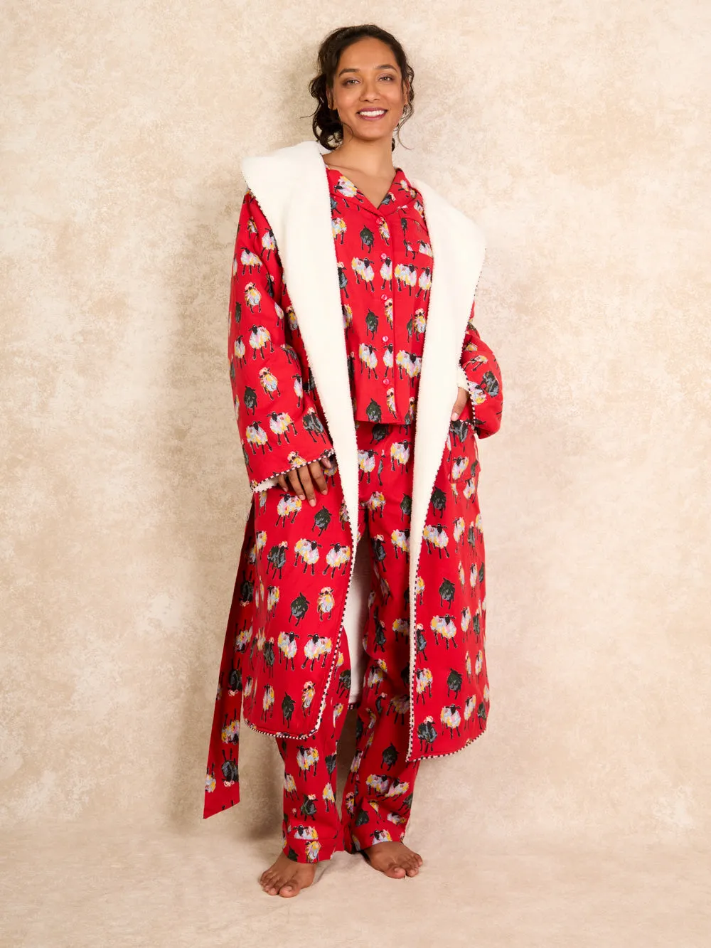 Womens Cosy Robe Red Sheep