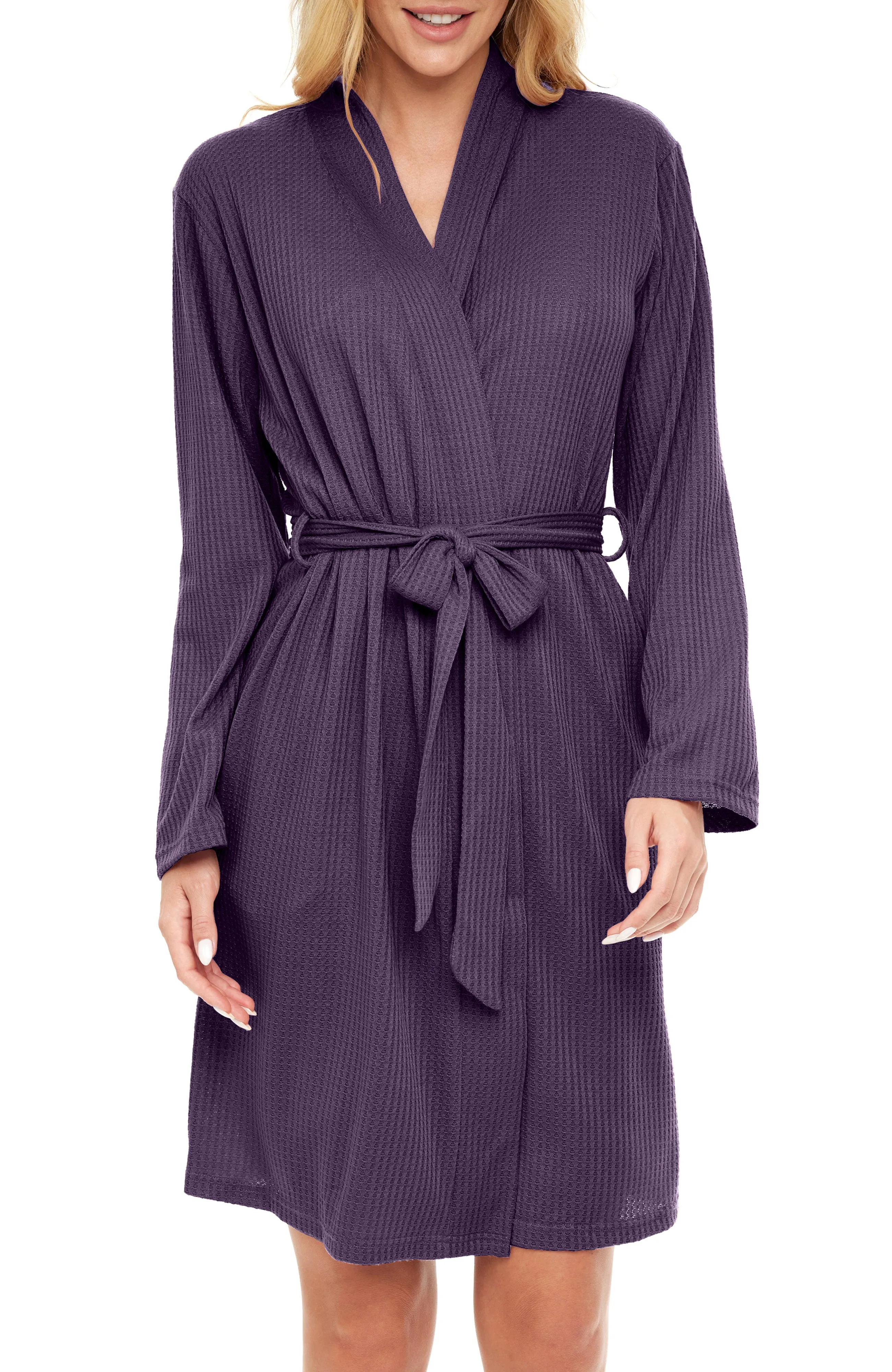 Women's Knit Wrap Robe with Pockets, Lightweight Bathrobe