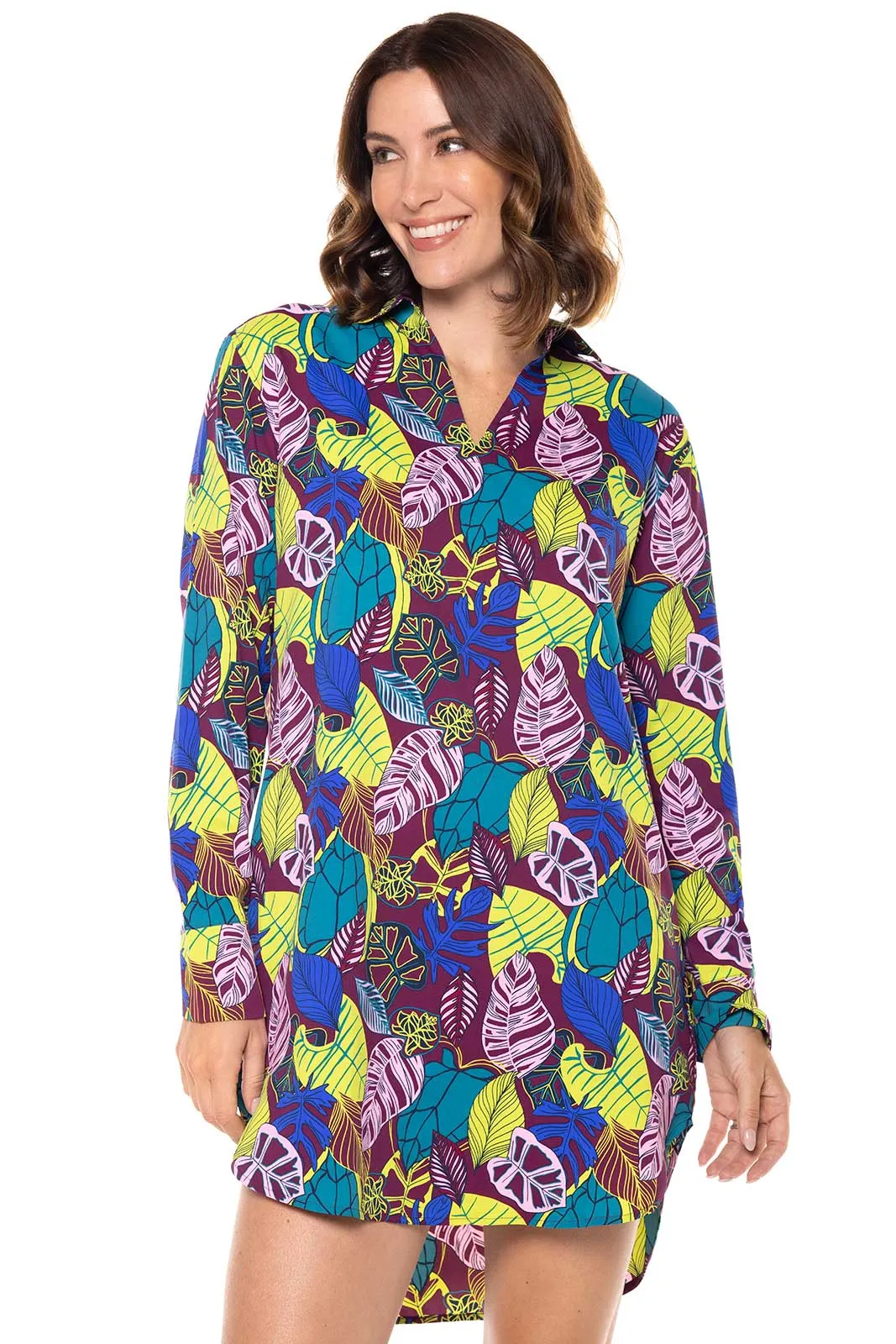 Women's Koesta Cover-Up  |  Rich Plum Electric Jungle