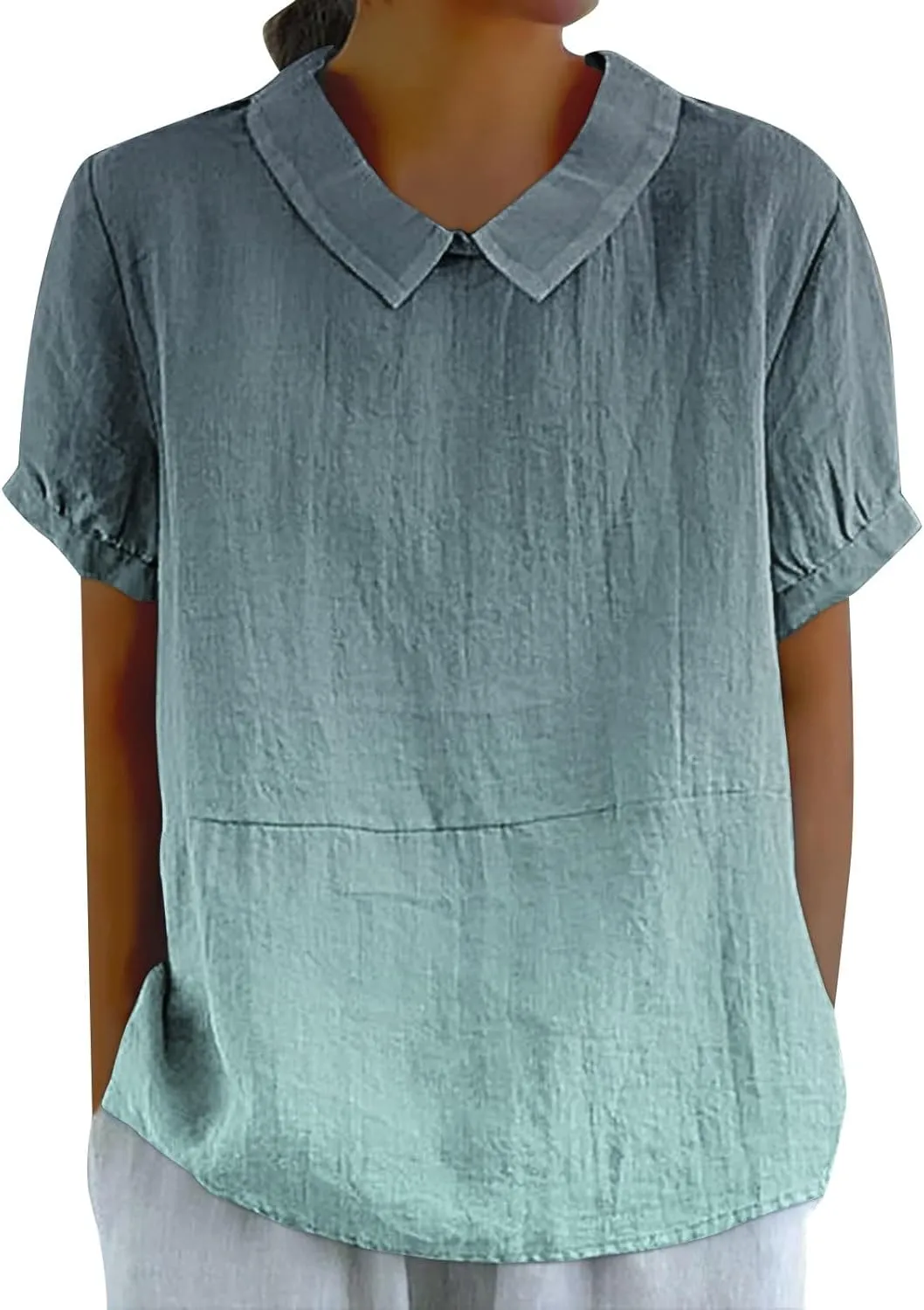 Womens Summer Tops Short Sleeved Creative Gradient Patchwork Color Cute Shirt T Shirt Shirts for Women Linen Blouses
