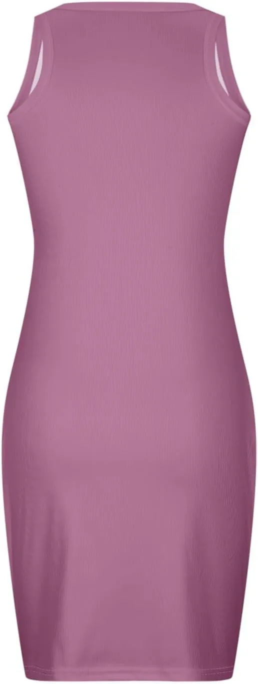 XUNRYAN 2024 Tank Dresses for Women Summer Sleeveless Knit Ribbed Bodycon Mini Dress Slim Fit Sexy Clubwear Vacation Outfit